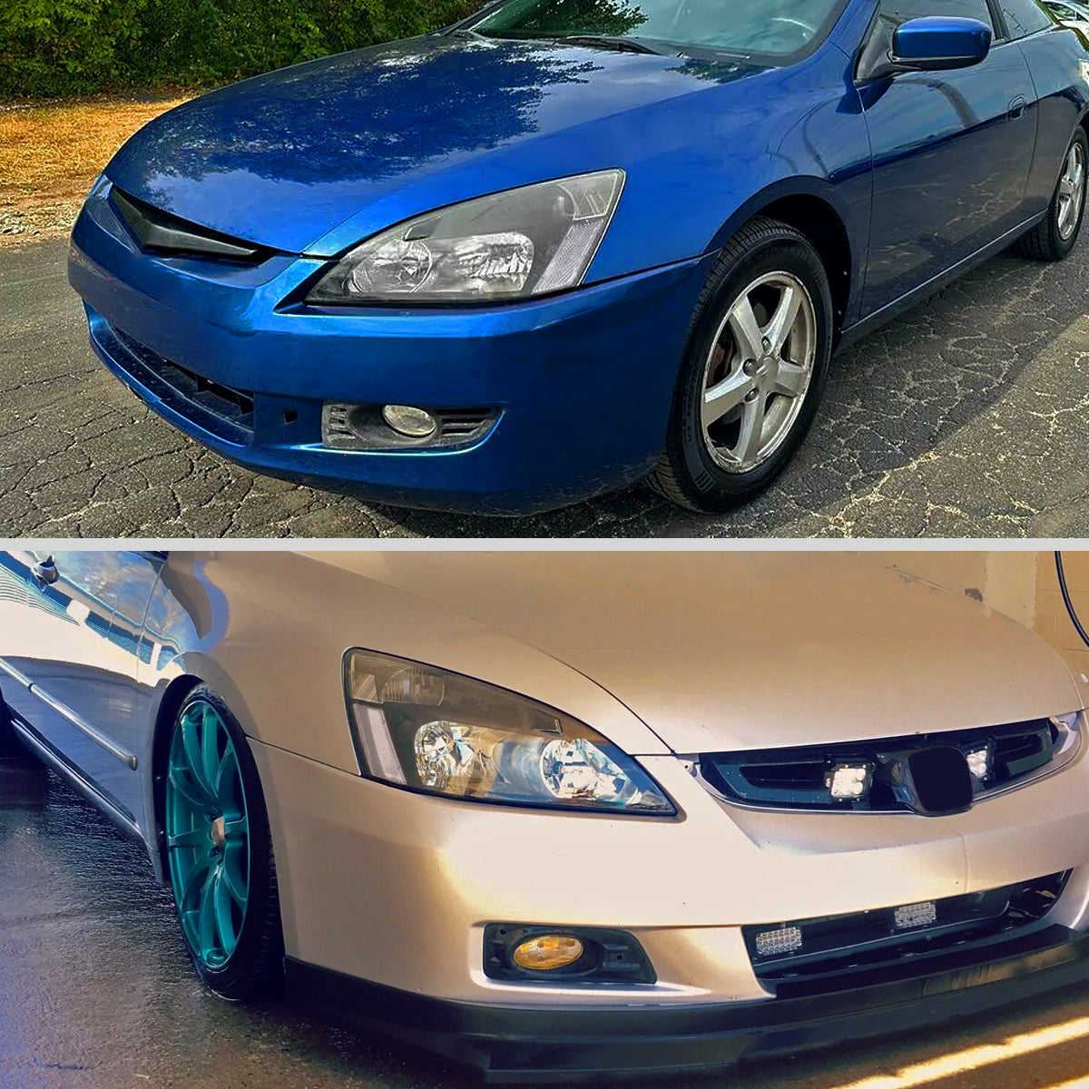 Ronnin - Conjunto de faros delanteros de repuesto para Honda Accord Sedan Coupé 2003-2007 con reflector transparente | Negro