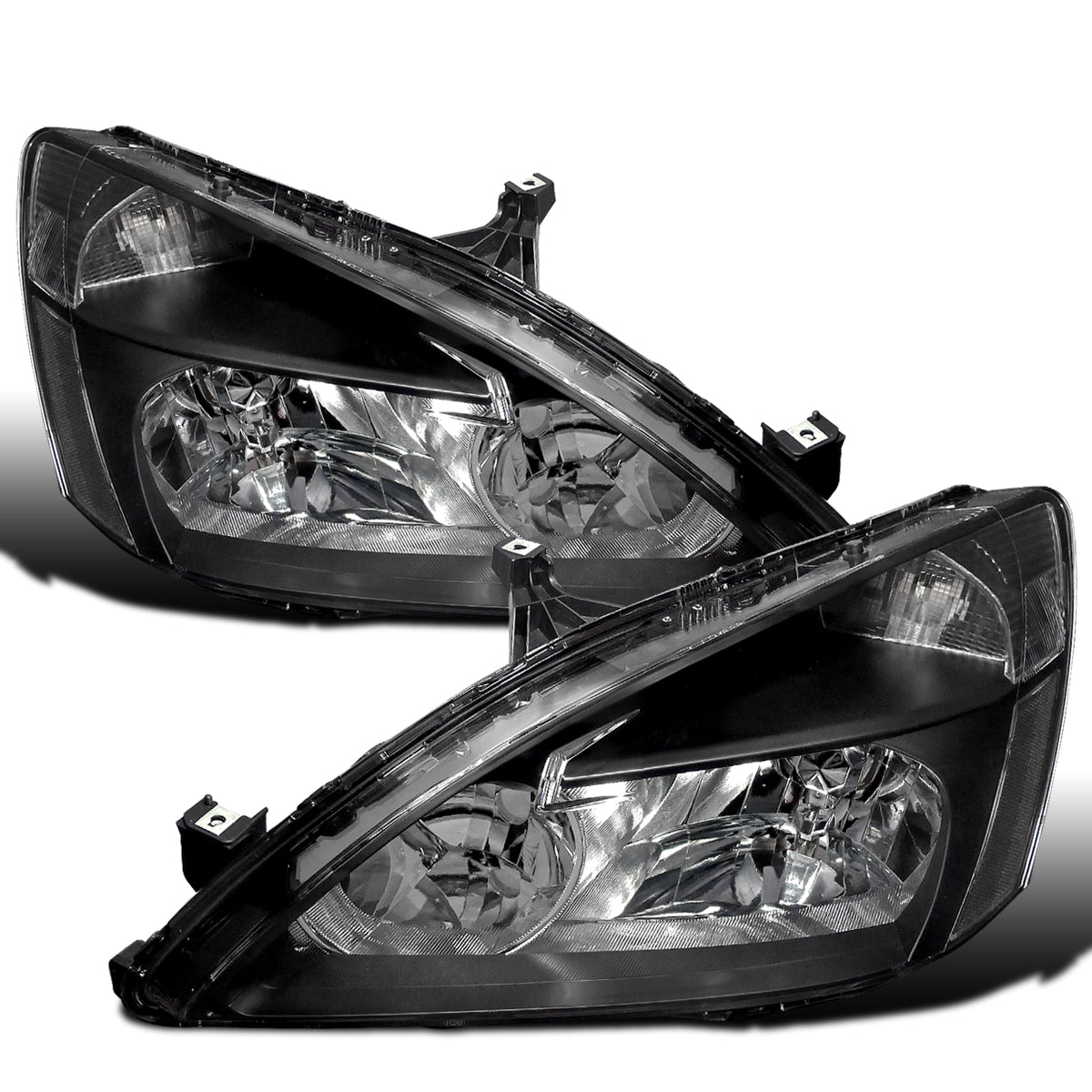 Ronnin - Conjunto de faros delanteros de repuesto para Honda Accord Sedan Coupé 2003-2007 con reflector transparente | Negro