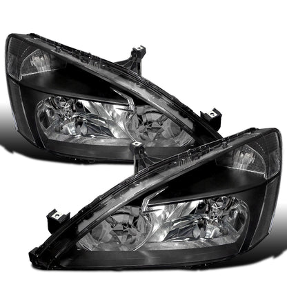 Ronnin - Conjunto de faros delanteros de repuesto para Honda Accord Sedan Coupé 2003-2007 con reflector transparente | Negro