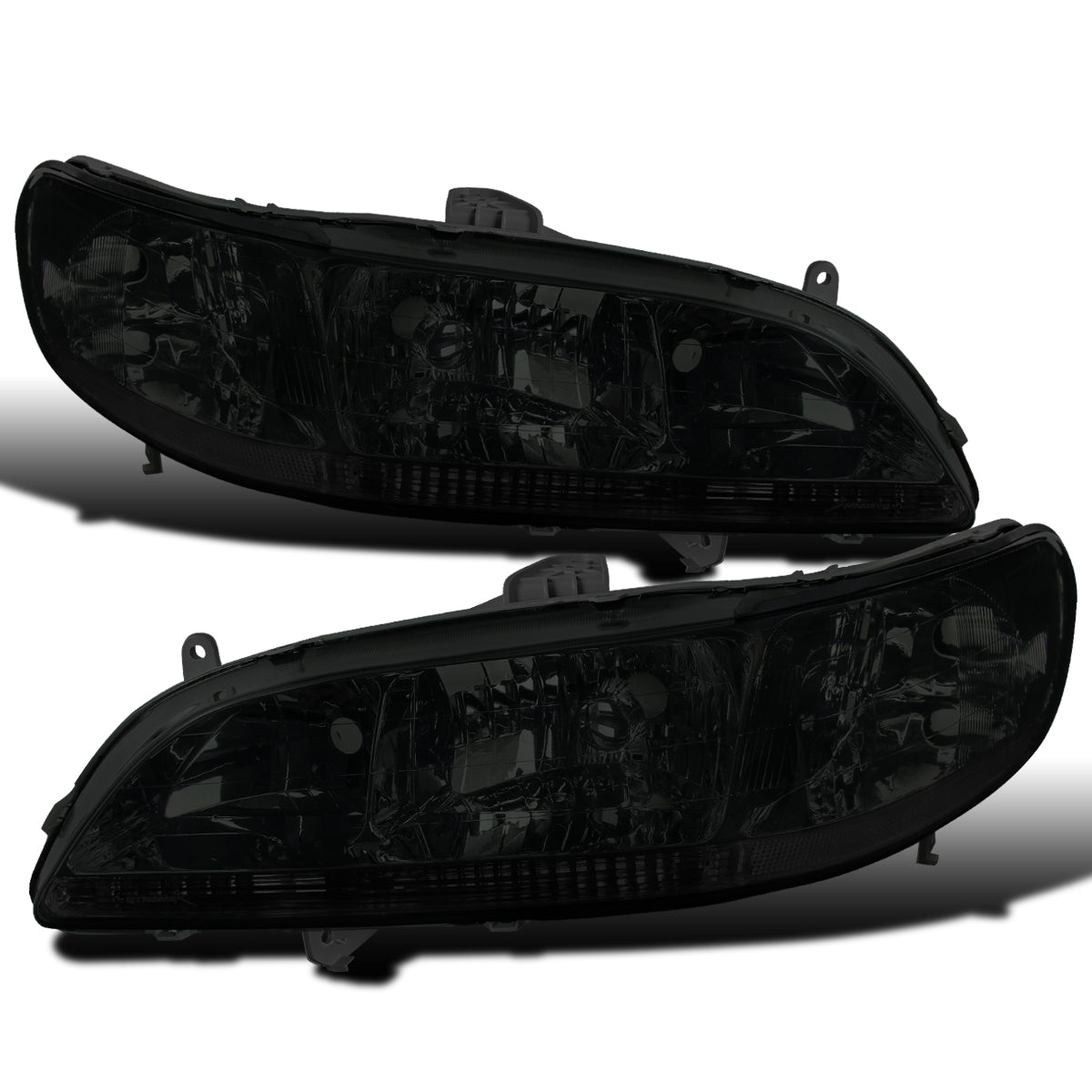 Ronnin - Conjunto de faros delanteros de repuesto para Honda Accord Sedán Coupé 1998-2002 con reflector transparente (par) | Negro ahumado