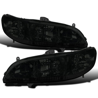 Ronnin - Conjunto de faros delanteros de repuesto para Honda Accord Sedán Coupé 1998-2002 con reflector transparente (par) | Negro ahumado