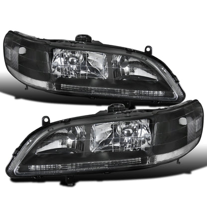 Ronnin - Faros delanteros de repuesto con reflector transparente para Honda Accord Sedán Coupé 1998-2002, par | Negros