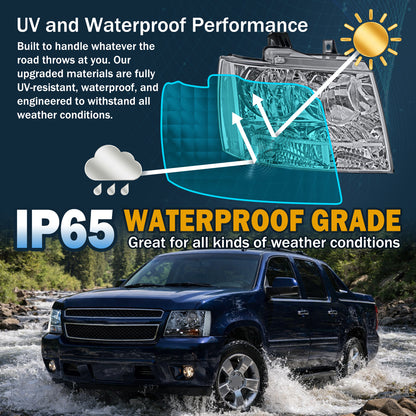 Ronnin - Faros de repuesto con reflector transparente para Chevy Avalanche Tahoe Suburban 2007-2014, par | Cromados