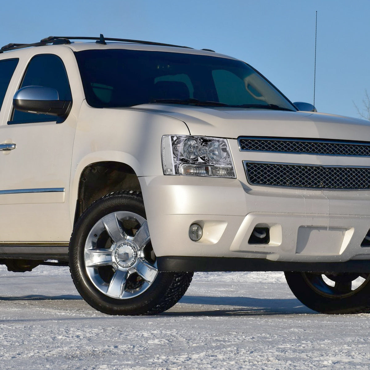 Ronnin - Faros de repuesto con reflector transparente para Chevy Avalanche Tahoe Suburban 2007-2014, par | Cromados