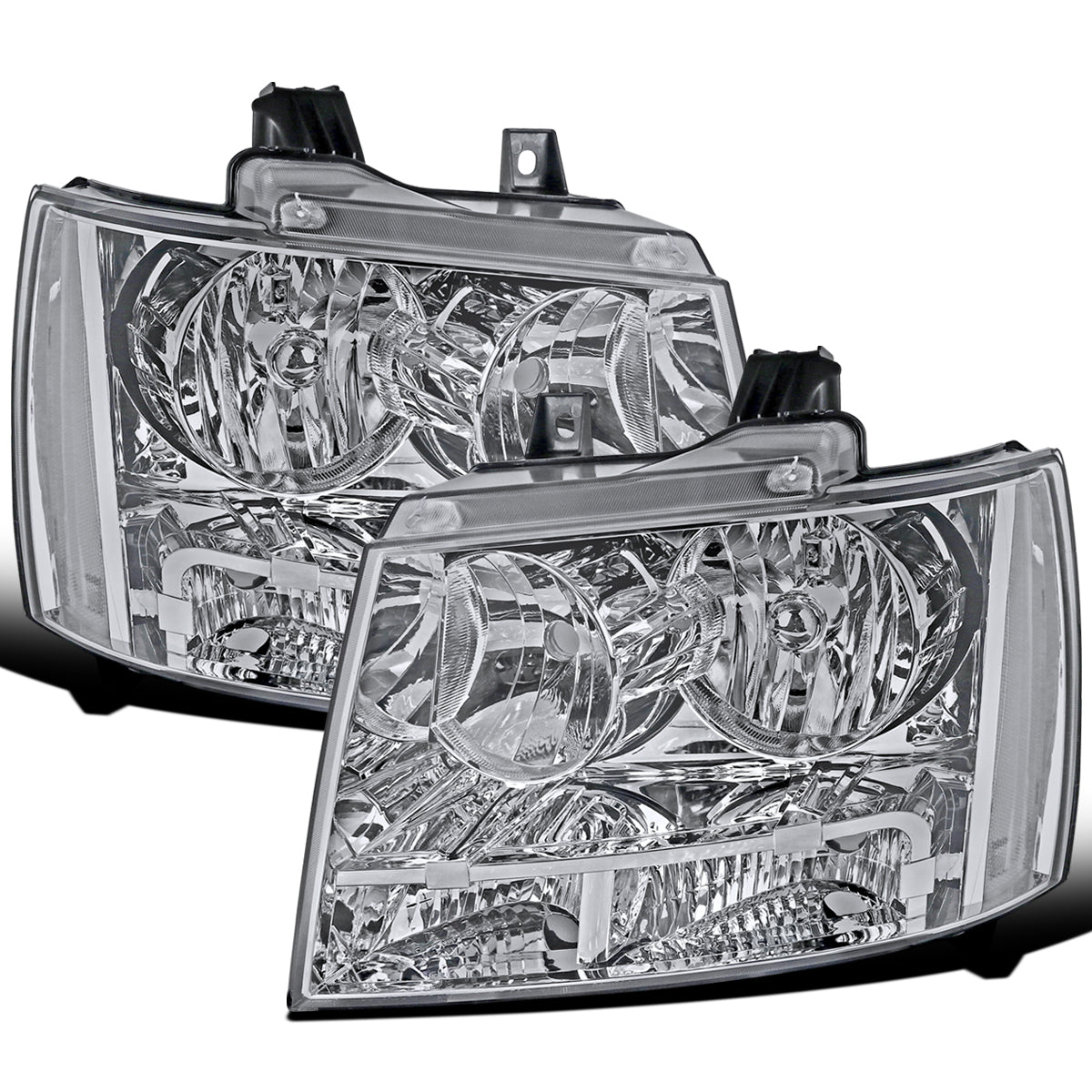 Ronnin - Faros de repuesto con reflector transparente para Chevy Avalanche Tahoe Suburban 2007-2014, par | Cromados