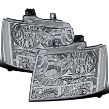 2007-2014 Chevy Avalanche Tahoe Suburban Clear Reflector  Replacement Headlights Assembly Pair | Chrome