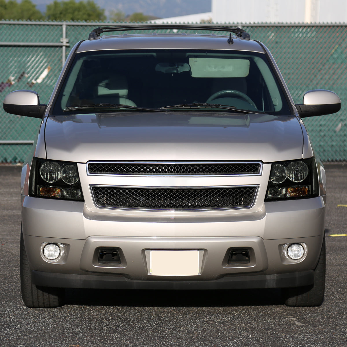 Ronnin - Conjunto de faros delanteros de repuesto con reflector transparente para Chevy Avalanche Tahoe Suburban 2007-2014 | Humo negro