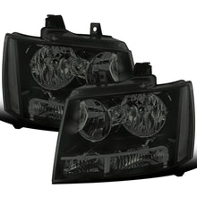 2007-2014 Chevy Avalanche Tahoe Suburban Clear Reflector  Replacement Headlights Assembly Pair | Black Smoke