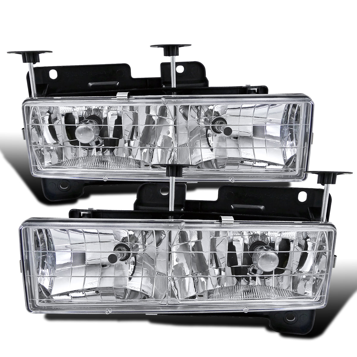 Ronnin - Compatible con Chevy GMC C10 C/K Sierra Silverado Blazer Yukon Tahoe de 1988-1999 | Par de faros de repuesto | Cromado