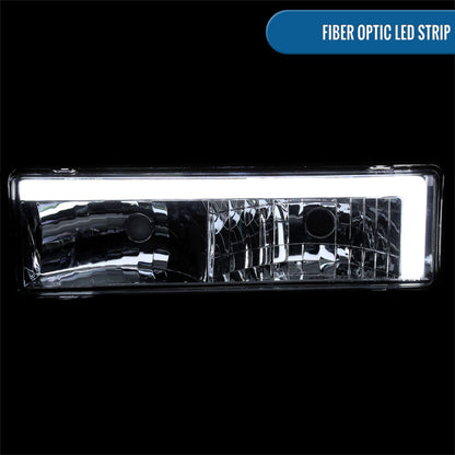 Ronnin - Compatible con Chevy GMC C10 C/K Sierra Silverado Blazer Yukon Tahoe de 1988-1999, montaje de faros delanteros de tubo LED de repuesto mejorado, par | Cromo