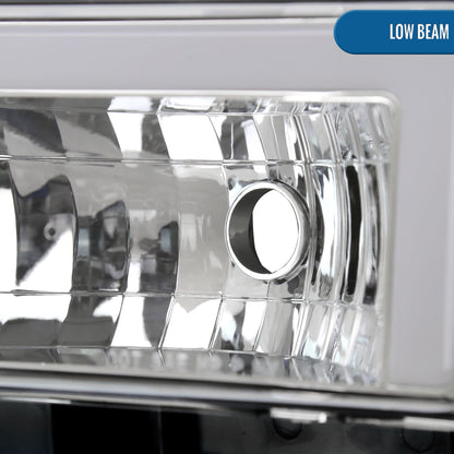 Ronnin - Compatible con Chevy GMC C10 C/K Sierra Silverado Blazer Yukon Tahoe de 1988-1999, montaje de faros delanteros de tubo LED de repuesto mejorado, par | Cromo