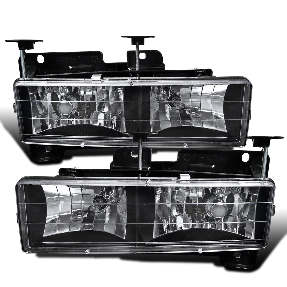 Ronnin - Compatible con Chevy GMC C10 C/K Sierra Silverado Blazer Yukon Tahoe de 1988-1999 | Par de faros de repuesto | Negro