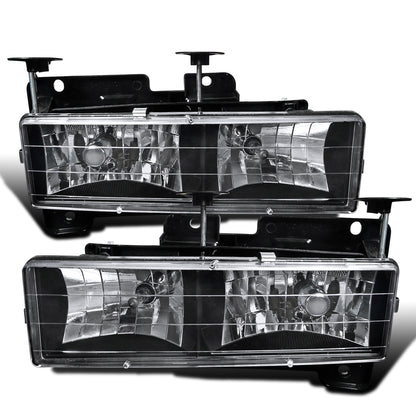 Ronnin - Compatible con Chevy GMC C10 C/K Sierra Silverado Blazer Yukon Tahoe de 1988-1999 | Par de faros de repuesto | Negro
