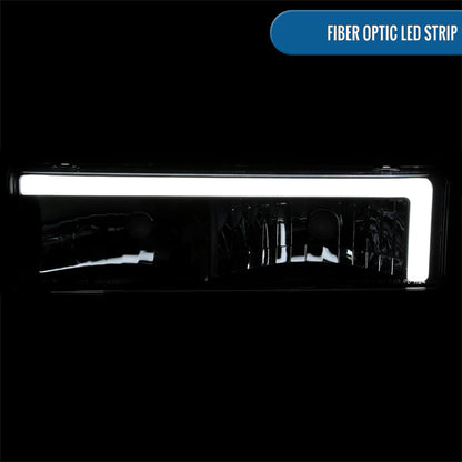 Ronnin - Se adapta a Chevy GMC C10 C/K Sierra Silverado Blazer Yukon Tahoe de 1988-1999 Par de faros delanteros con tubo LED de repuesto mejorado | Negro