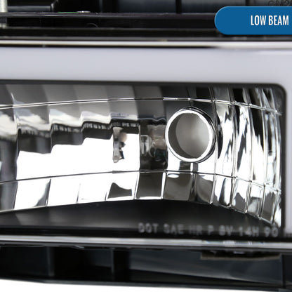 Ronnin - Se adapta a Chevy GMC C10 C/K Sierra Silverado Blazer Yukon Tahoe de 1988-1999 Par de faros delanteros con tubo LED de repuesto mejorado | Negro