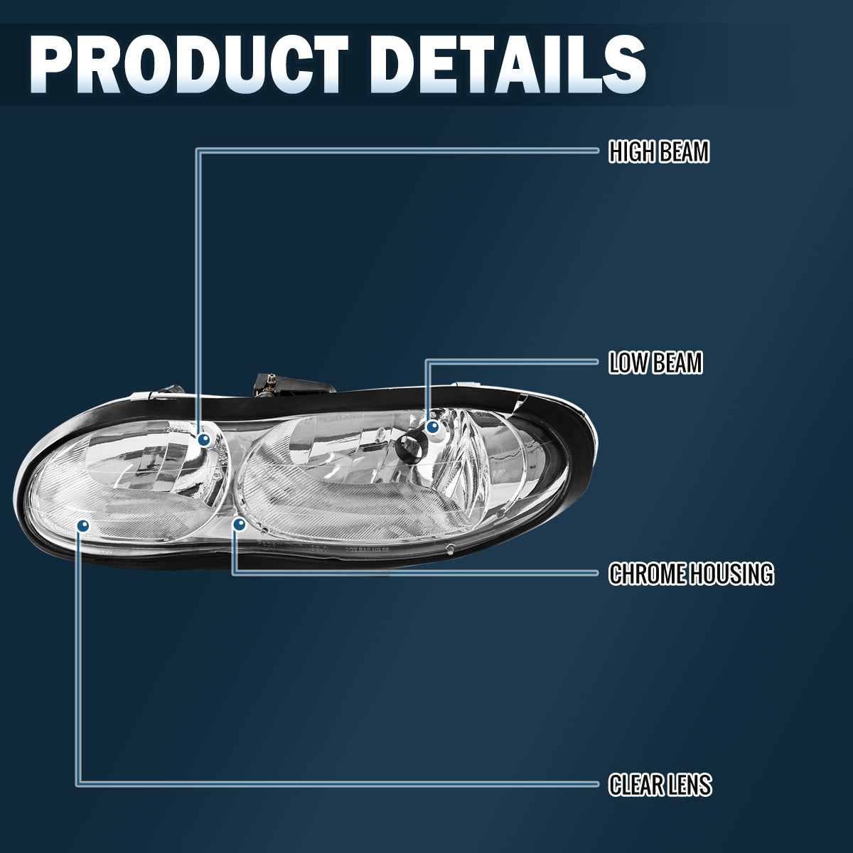 Ronnin - Se adapta a Chevy Camaro 1998-2002 | Par de faros delanteros de repuesto | Cromado