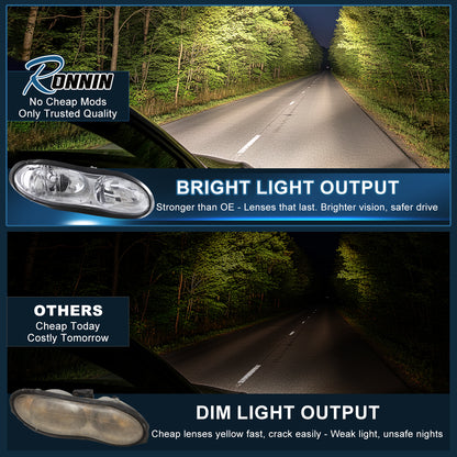 Ronnin - Se adapta a Chevy Camaro 1998-2002 | Par de faros delanteros de repuesto | Cromado
