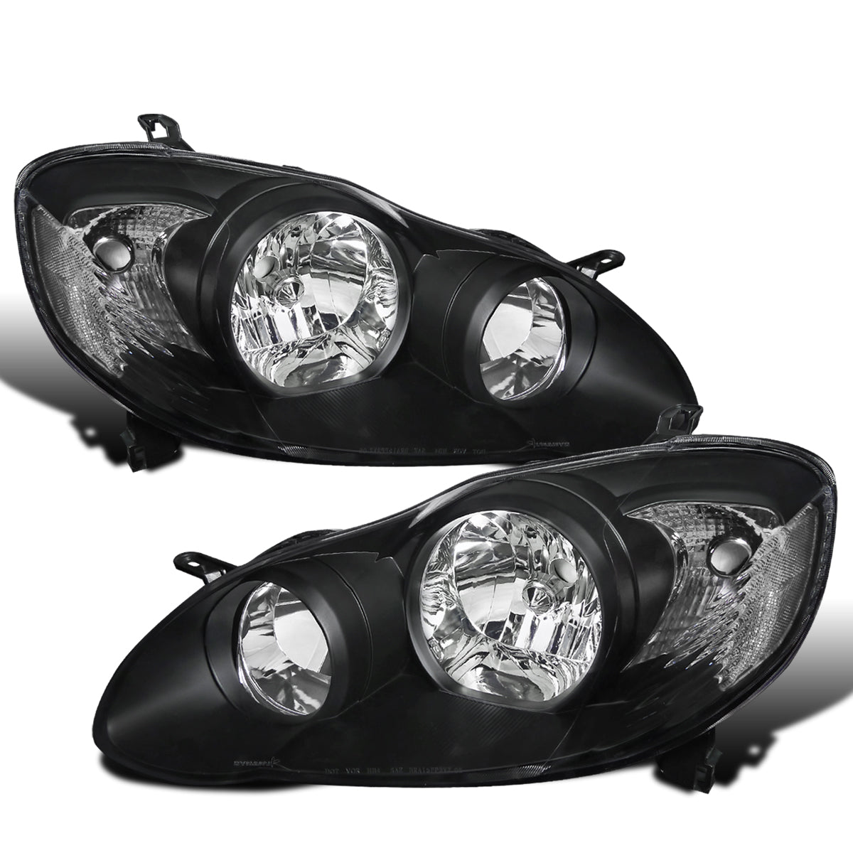 Ronnin - Conjunto de faros de repuesto con reflector transparente para Toyota Corolla 2003-2008 | Negro