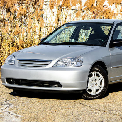 Ronnin - Se adapta a Honda Civic Coupé Sedán 2001-2003 Reflector Transparente Par de Faros de Repuesto | Cromado