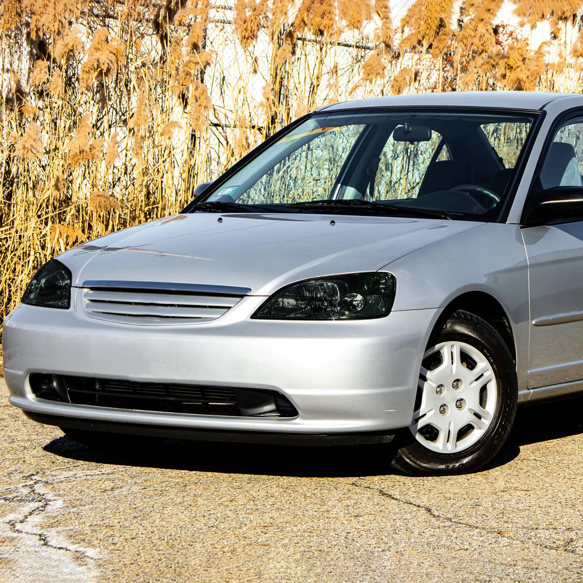 Ronnin - Se adapta a Honda Civic Coupé Sedán 2001-2003, par de faros delanteros de repuesto con reflector transparente | Ahumado