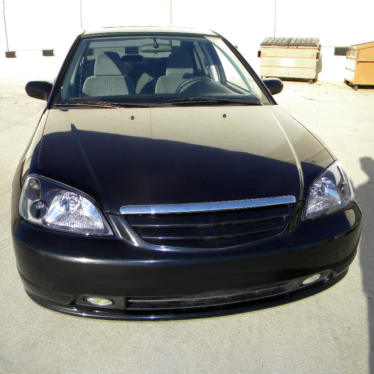 Ronnin - Se adapta a Honda Civic Coupé Sedán 2001-2003 Conjunto de faros delanteros de repuesto con reflector transparente | Negro