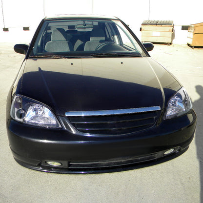 Ronnin - Se adapta a Honda Civic Coupé Sedán 2001-2003 Conjunto de faros delanteros de repuesto con reflector transparente | Negro