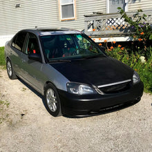 Ronnin - Fits 2001-2003 Honda Civic Coupe Sedan Clear Reflector Factory Replacement Headlights Assembly Pair | Black