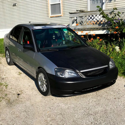 Ronnin - Se adapta a Honda Civic Coupé Sedán 2001-2003 Conjunto de faros delanteros de repuesto con reflector transparente | Negro