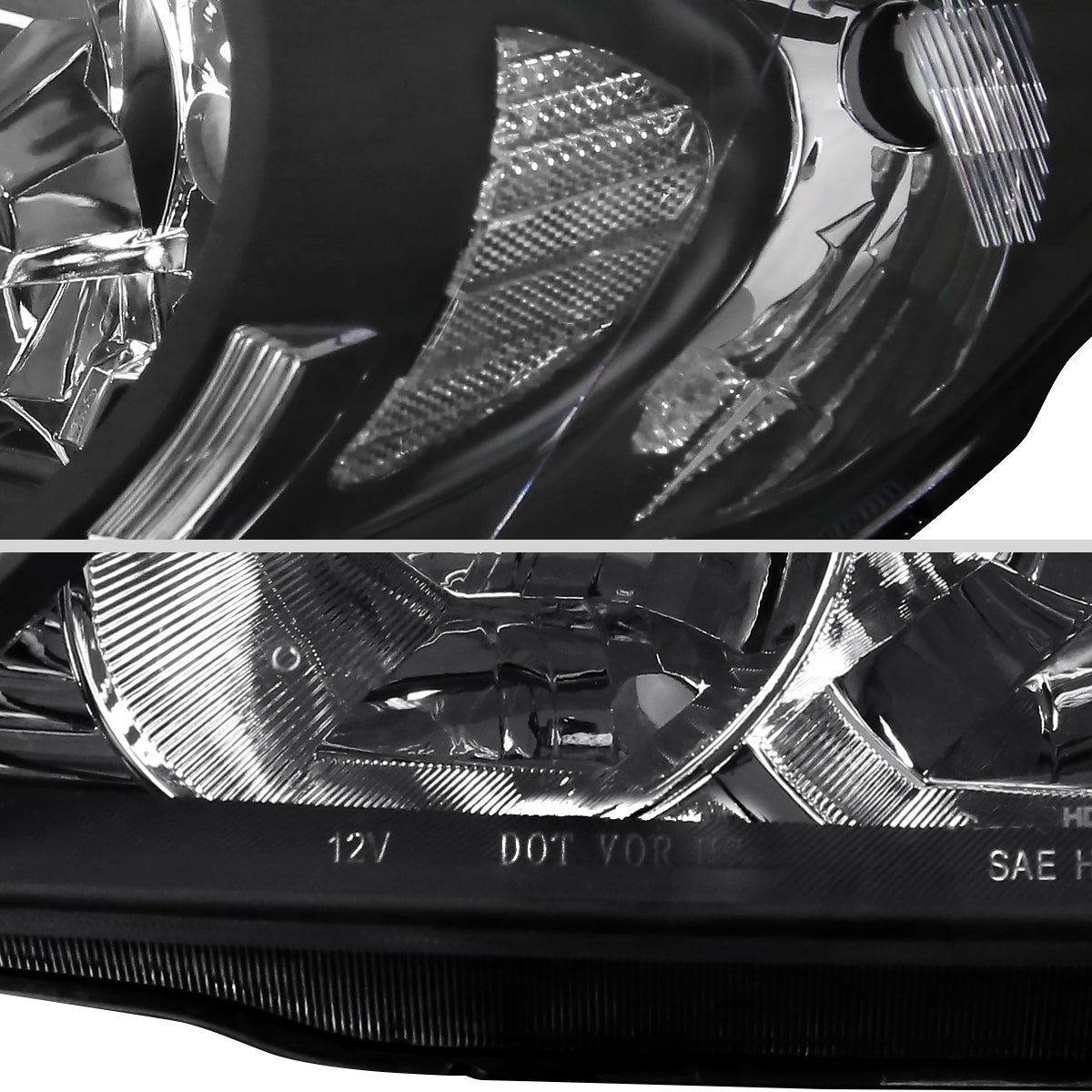 Ronnin - Fits 2004-2005 Honda Civic 2-Door Coupe 4-Door Sedan Headlights Pair | Black