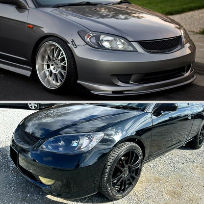 Ronnin - Fits 2004-2005 Honda Civic 2-Door Coupe 4-Door Sedan Headlights Pair | Black