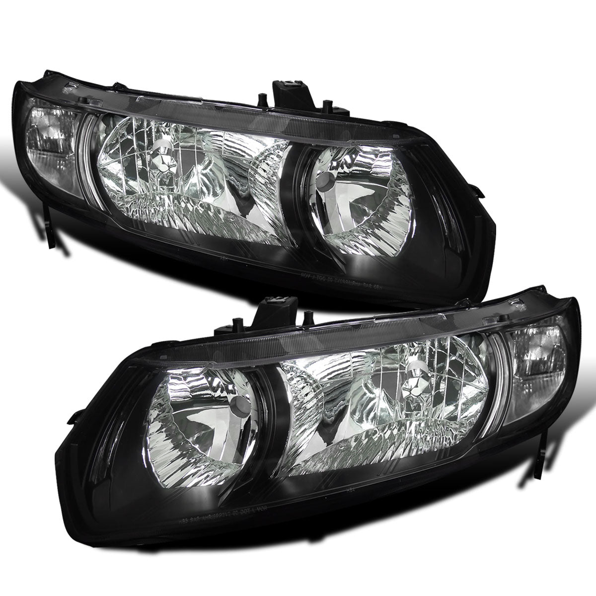Ronnin - Compatible con Honda Civic Coupé de 2 puertas 2006-2011, conjunto de faros delanteros de repuesto con reflector transparente, par | Negro