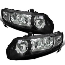 2006-2011 Honda Civic 2-Door Coupe Clear Reflector  Replacement Headlights Assembly Pair | Black