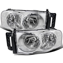 Ronnin - Fits 2002-2005 Dodge Ram 1500 2500 3500 Clear Reflector Factory Style Replacement Headlights Assembly Pair | Chrome