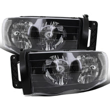 Ronnin - Fits 2002-2005 Dodge Ram 1500 2500 3500 Clear Reflector Factory Style Replacement Headlights Assembly Pair | Black