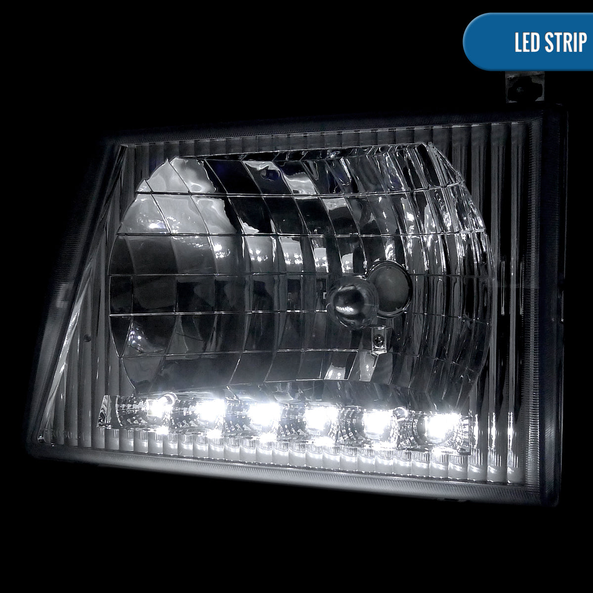 1992-2006 Ford Econoline E-Series Halogen Headlights LED Lights Replacement Pair | Chrome