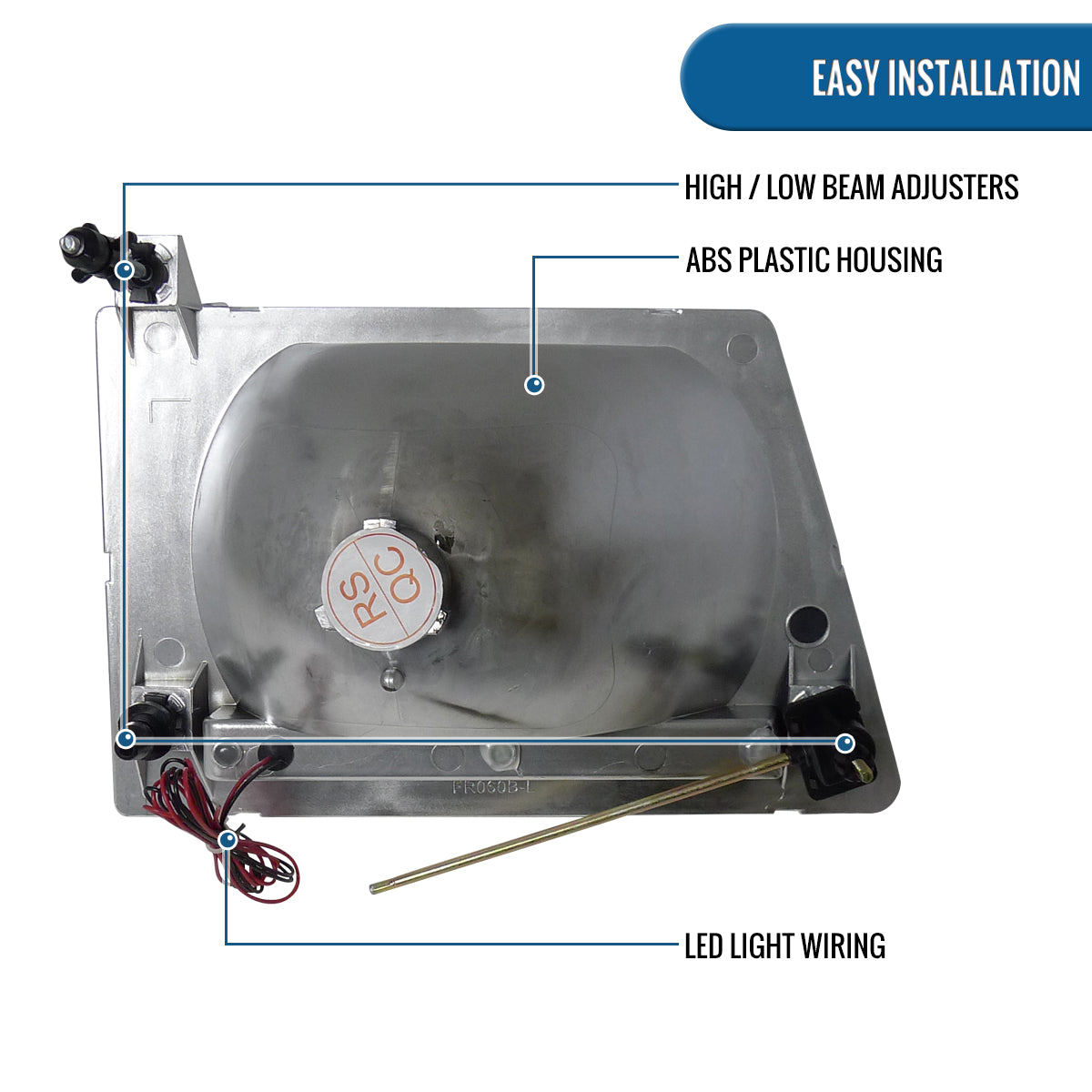 1992-2006 Ford Econoline E-Series Halogen Headlights LED Lights Replacement Pair | Chrome