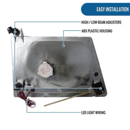 1992-2006 Ford Econoline E-Series Halogen Headlights LED Lights Replacement Pair | Chrome