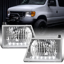 1992-2006 Ford Econoline E-Series Halogen Headlights LED Lights Replacement Pair | Chrome