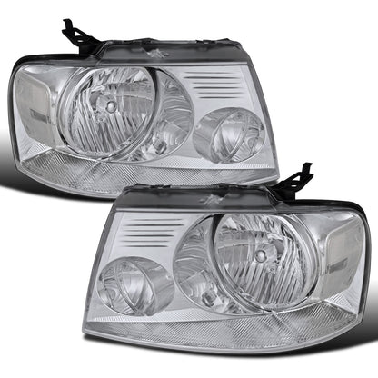 Ronnin - Faros delanteros halógenos de repuesto con reflector transparente para Ford F150 2004-2008 Lincoln Mark LT | Cromados