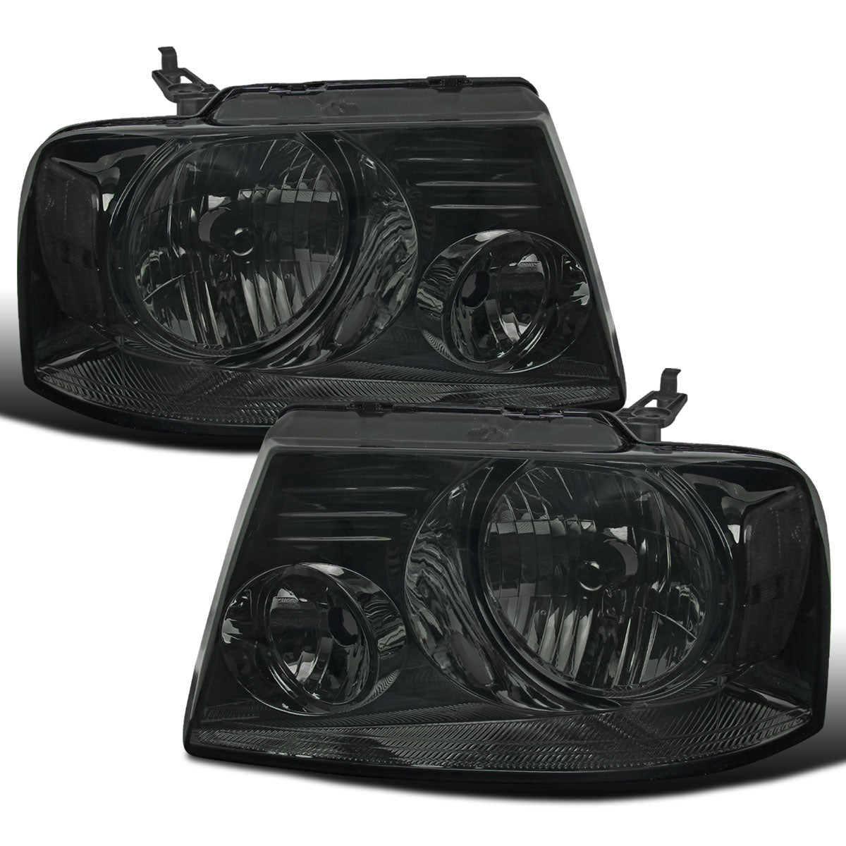 2004-2008 Ford F150 Lincoln Mark LT Clear Reflector  Replacement Halogen Headlights Assembly Pair | Smoke