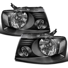 2004-2008 Ford F150 Lincoln Mark LT Clear Reflector  Replacement Halogen Headlights Assembly Pair | Black