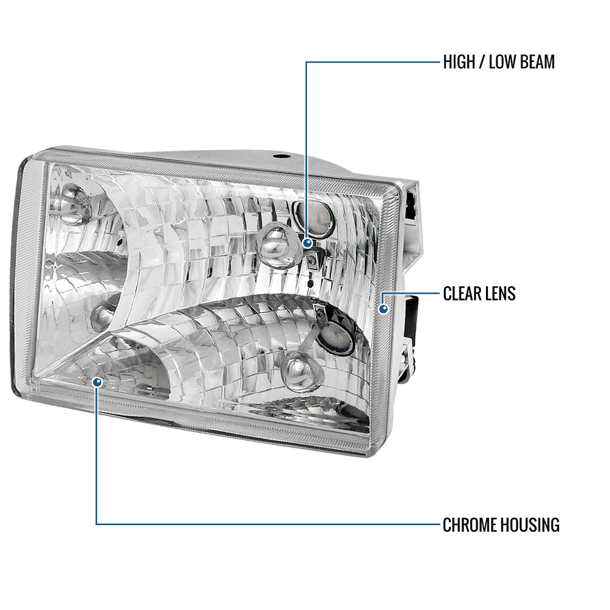 Ronnin - Fits 1993-1998 Jeep Grand Cherokee Factory Replacement Headlights Assembly Pair | Chrome