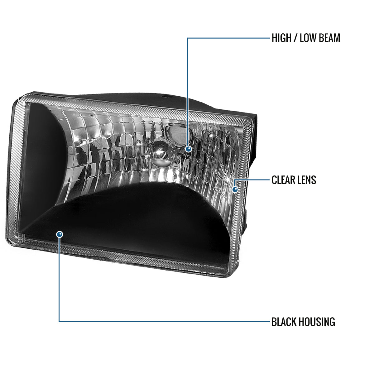 Ronnin - Fits 1993-1998 Jeep Grand Cherokee Factory Replacement Headlights Assembly Pair | Black