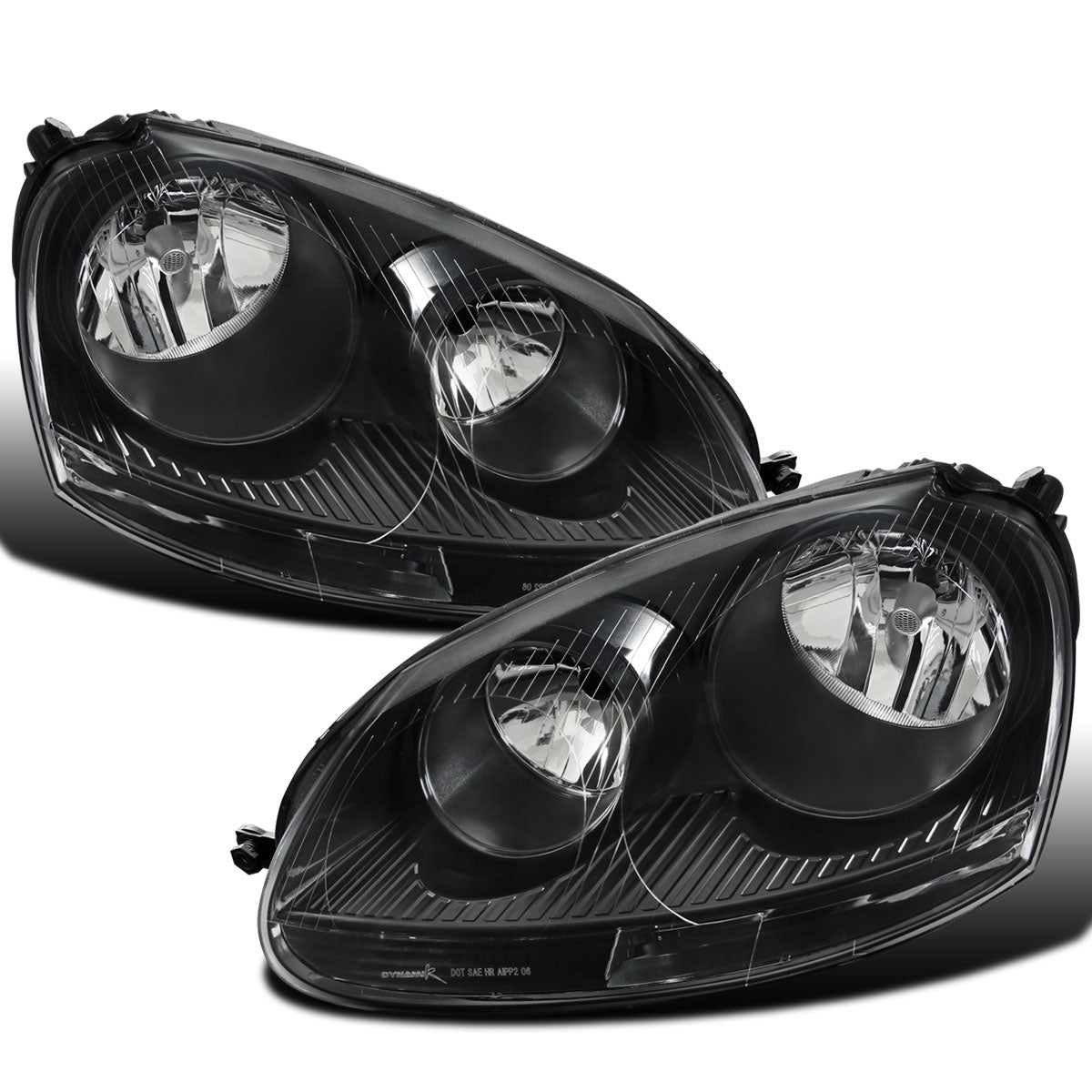 Ronnin - Compatible con Volkswagen Jetta Golf Rabbit 2005-2010 Par de faros delanteros halógenos de repuesto | Negros