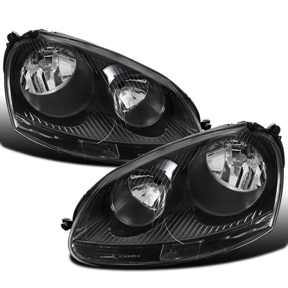 Ronnin - Compatible con Volkswagen Jetta Golf Rabbit 2005-2010 Par de faros delanteros halógenos de repuesto | Negros