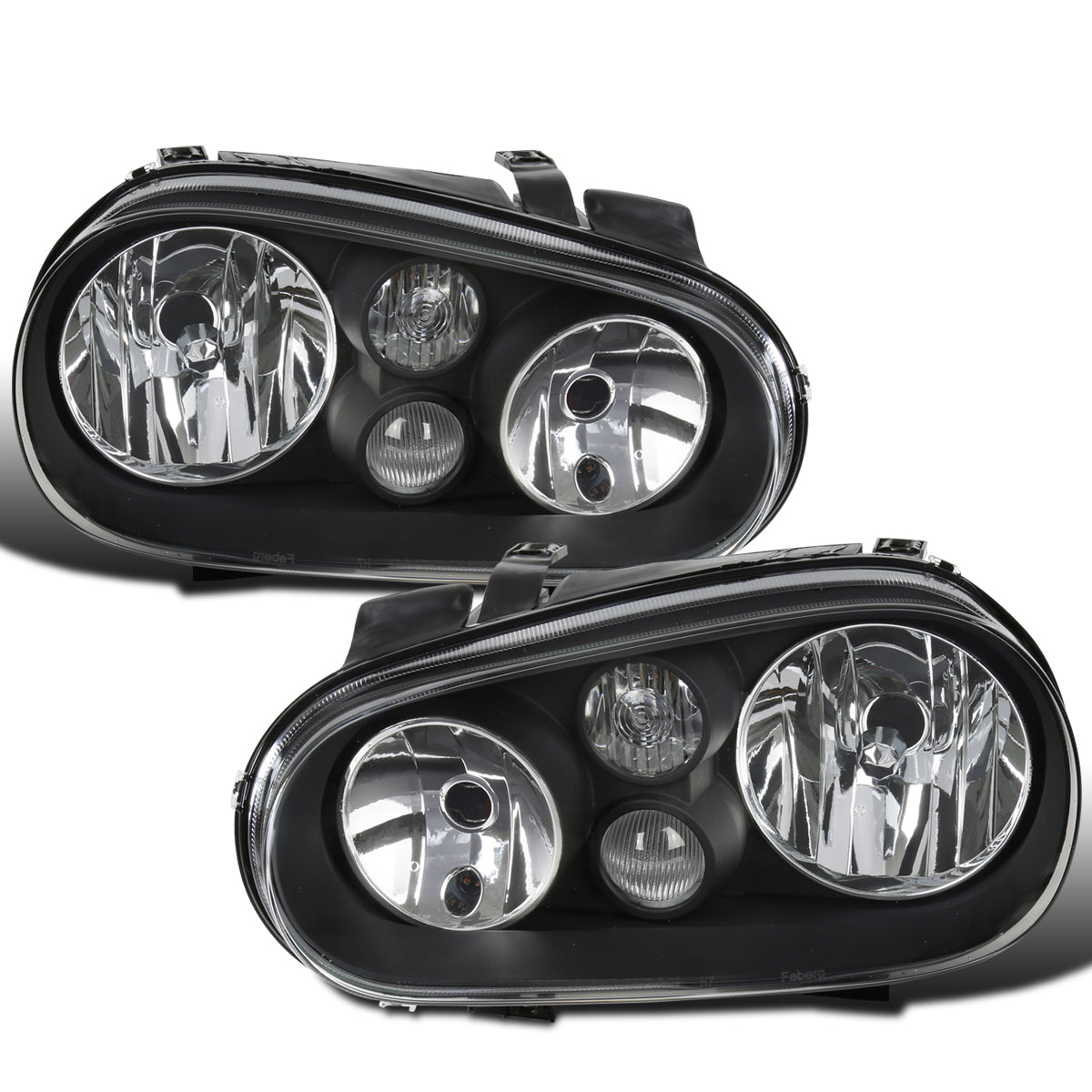 Ronnin - Compatible con Volkswagen Golf GTI Cabrio R32 1999-2006 | Par de Conjuntos de Faros de Repuesto | Negro