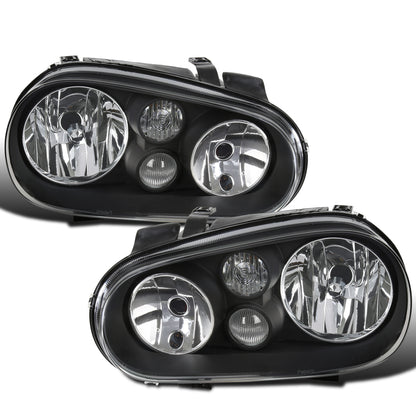 Ronnin - Compatible con Volkswagen Golf GTI Cabrio R32 1999-2006 | Par de Conjuntos de Faros de Repuesto | Negro