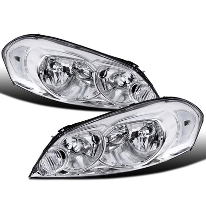 Ronnin - Fits 2006-2013 Chevy Impala 2014-2016 Impala Limited 2006-2007 Monte Carlo Clear Reflector Factory Replacement Halogen Headlights Assembly Pair | Chrome