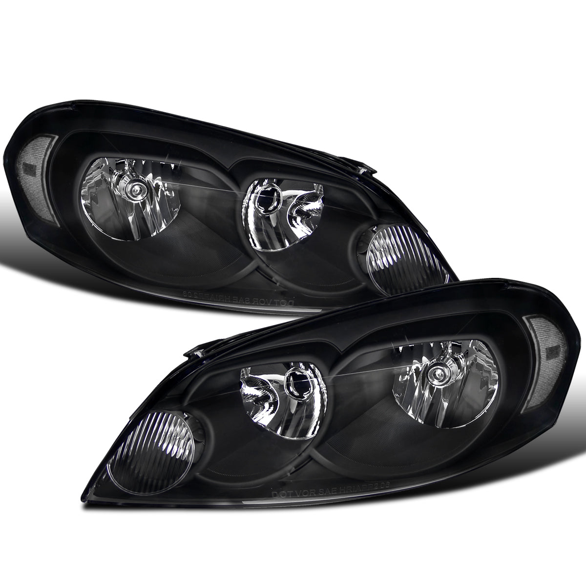Ronnin - Fits 2006-2013 Chevy Impala 2014-2016 Impala Limited 2006-2007 Monte Carlo Clear Reflector Factory Replacement Halogen Headlights Assembly Pair | Black