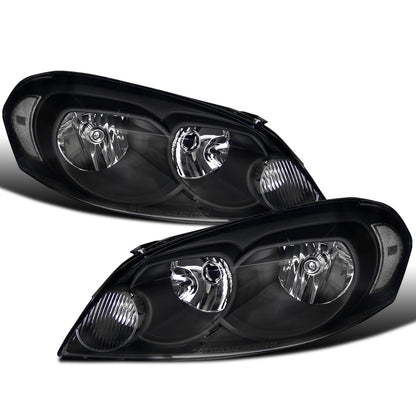 Ronnin - Fits 2006-2013 Chevy Impala 2014-2016 Impala Limited 2006-2007 Monte Carlo Clear Reflector Factory Replacement Halogen Headlights Assembly Pair | Black